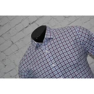 J Crew Dress Shirt Ludlow Mens Size Large Cotton Blue Purple White Plaids
